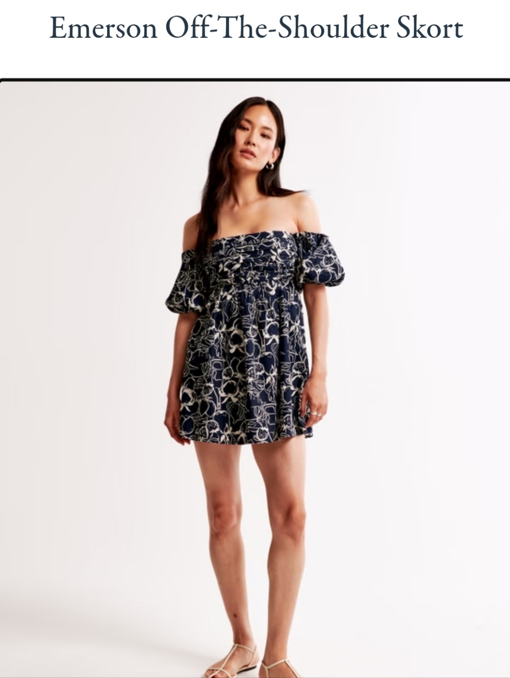 Abercrombie & Fitch Emerson Off Shoulder Skort In Navy Novelty Print